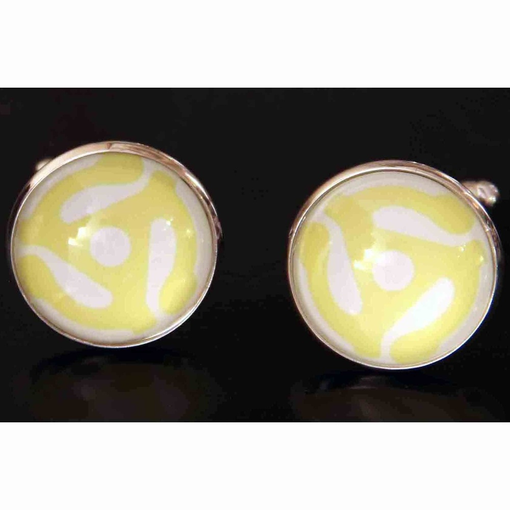 Record Spindle Cufflinks Men's Yellow Silver White